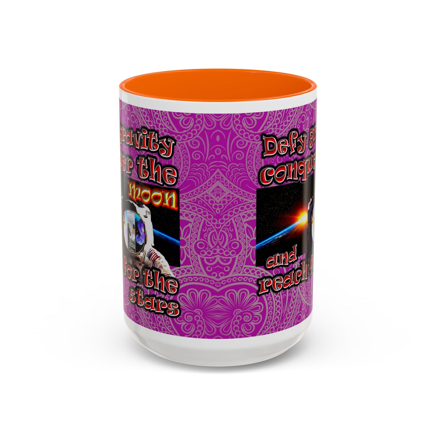 defy conquer reach - Accent Mug (pink swirl)