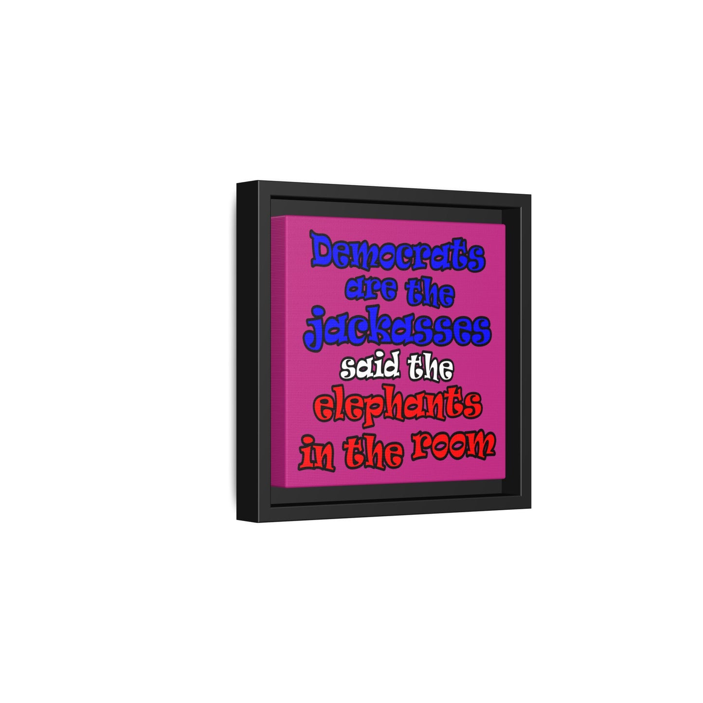donkeys and elephants - framed canvas art (pink)
