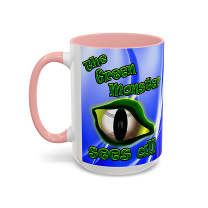 green monster - Accent Mug (blue-white wave)