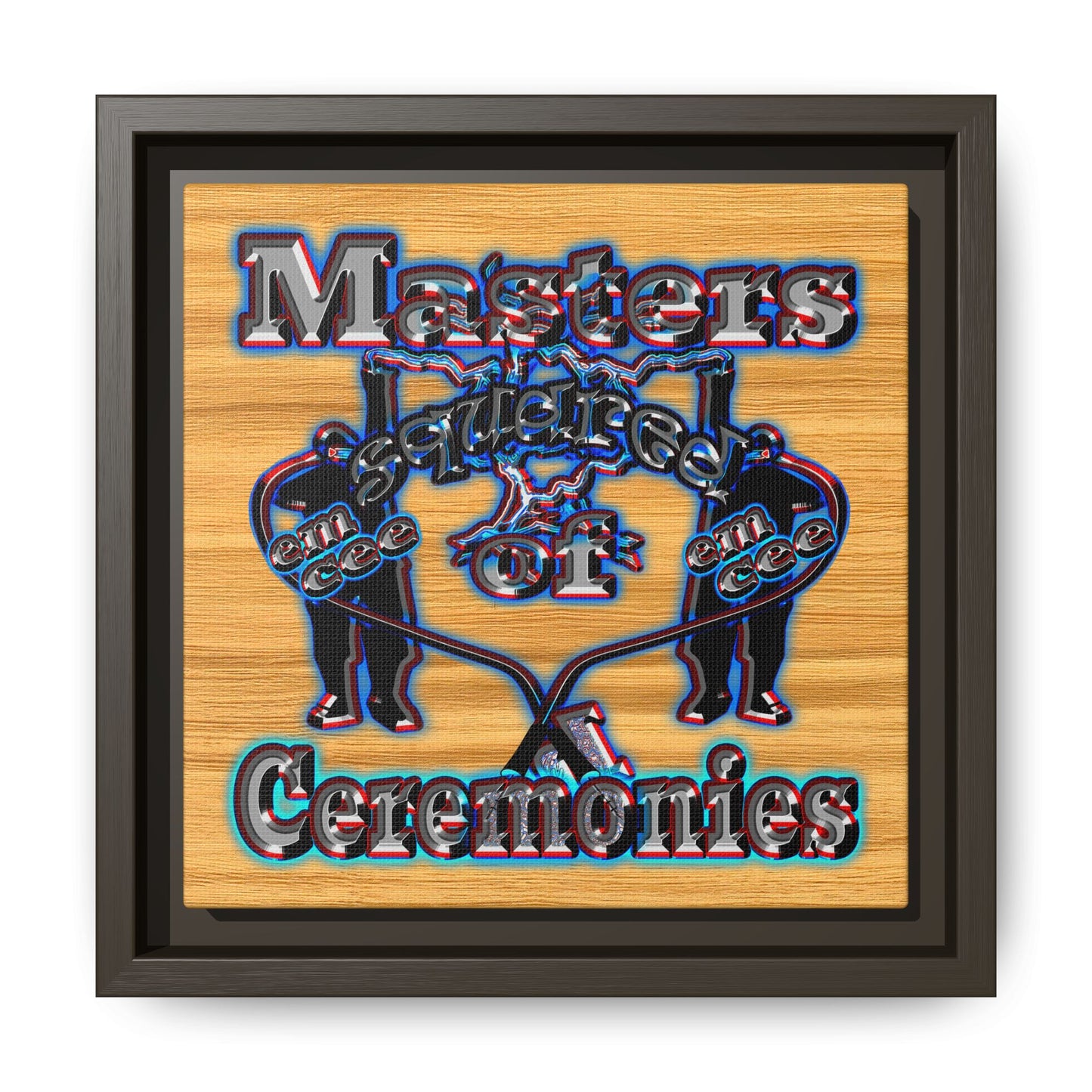 em cee squared - framed canvas art (butterscotch wood finish)