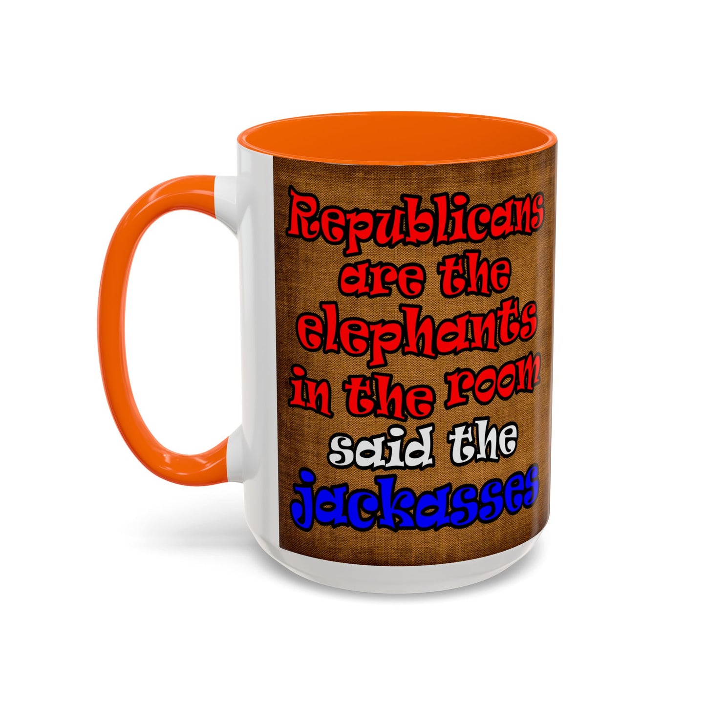 donkeys and elephants - Accent Mug (brown papyrus)