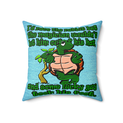 turtle race - Faux Suede Square Pillow - (faded dark blue)