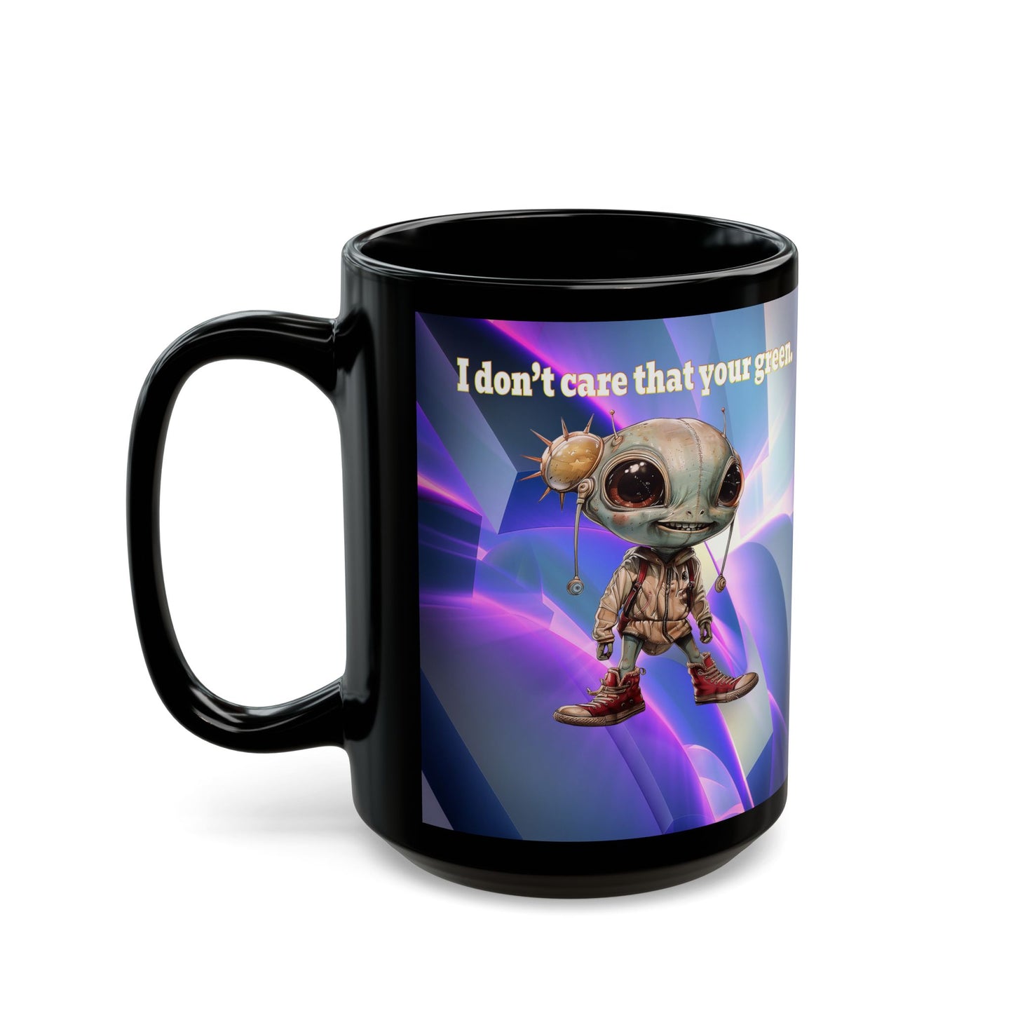 I don't care that your grey - Black Mug (grey-pink wave)