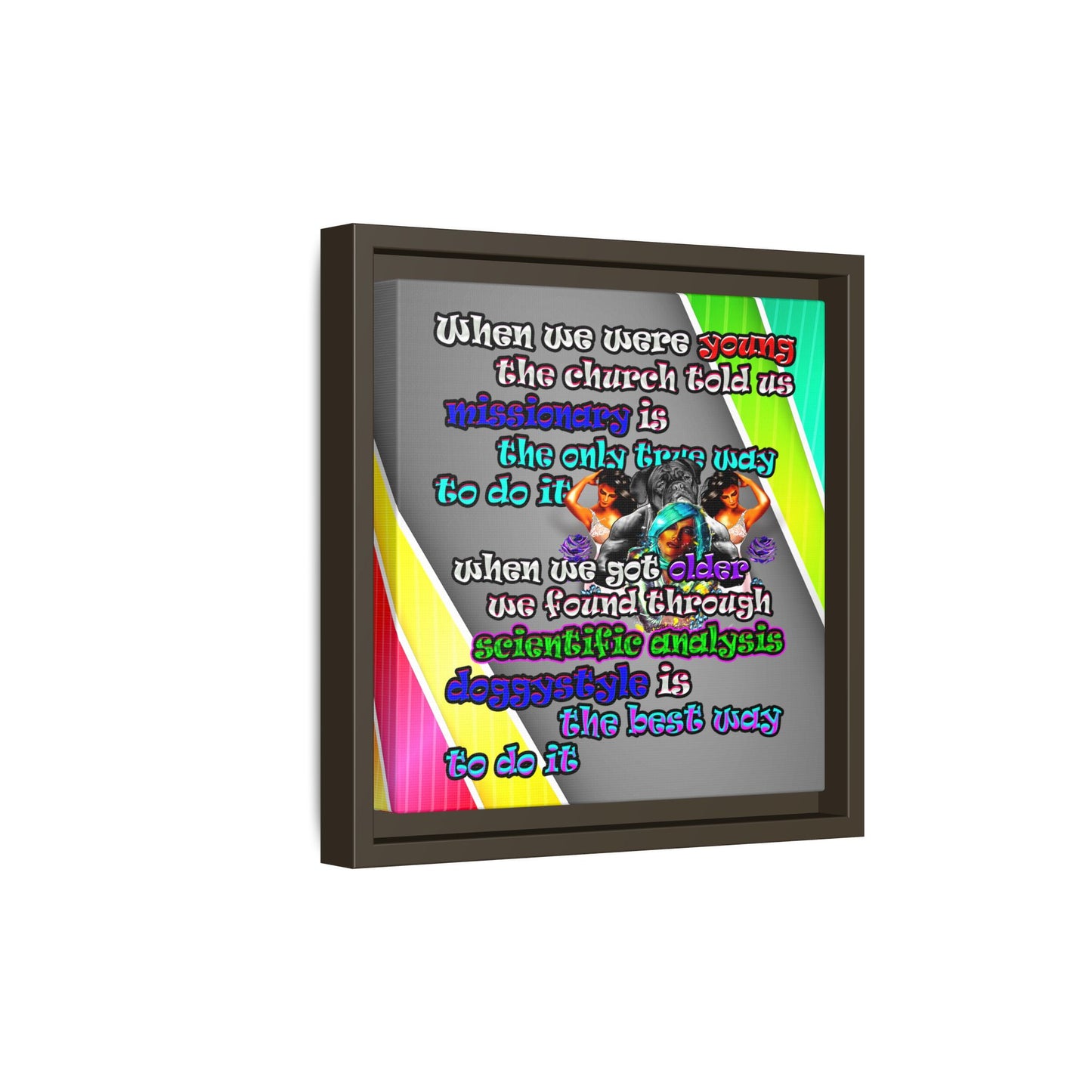 doggystyle - framed canvas art (rainbow split)