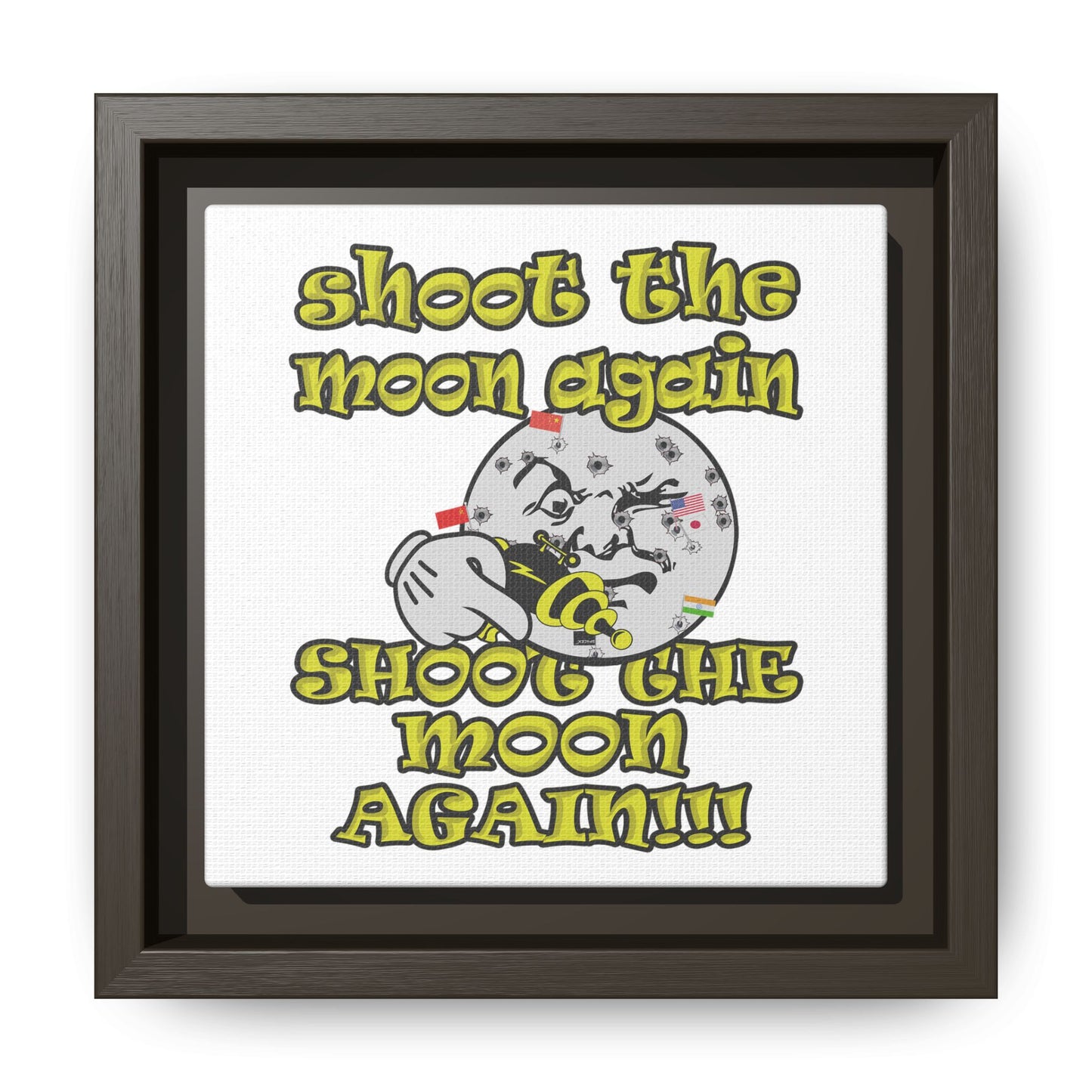 shoot the moon again - framed canvas art (white)