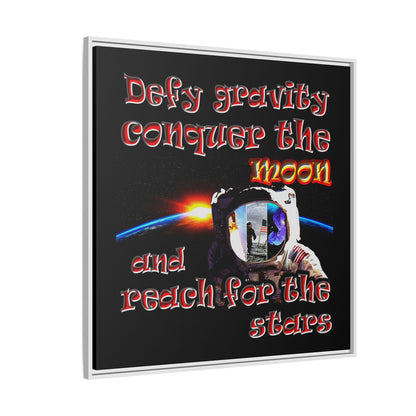 defy conquer reach - framed canvas art (black)