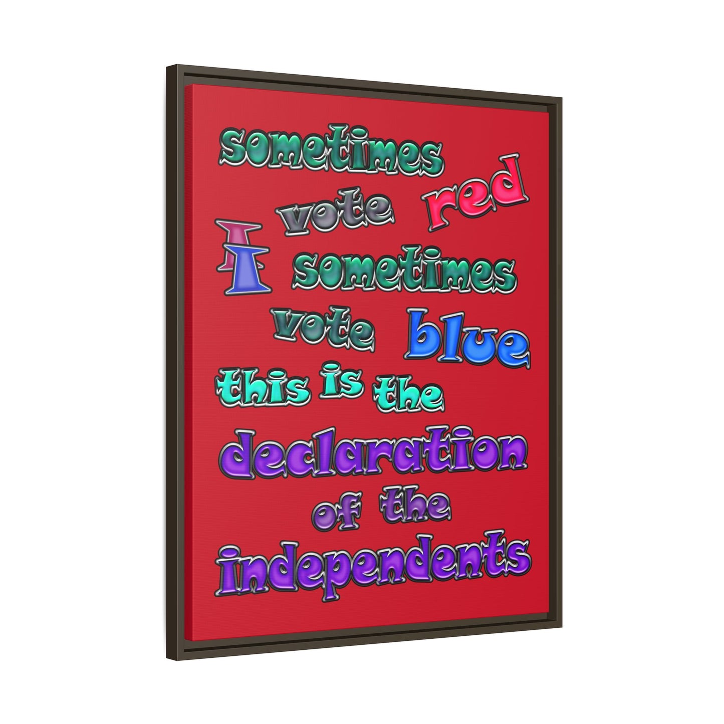 declaration of the independents - framed canvas art (dark red)