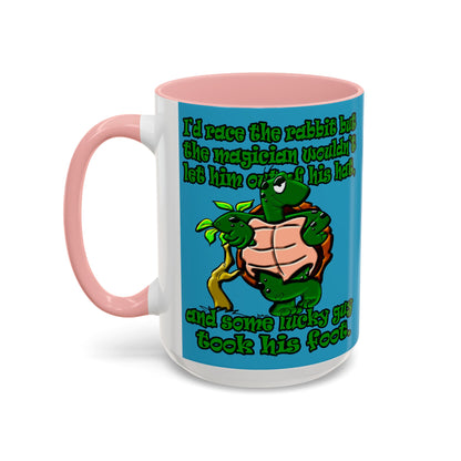 turtle race - Accent Mug (turquoise)