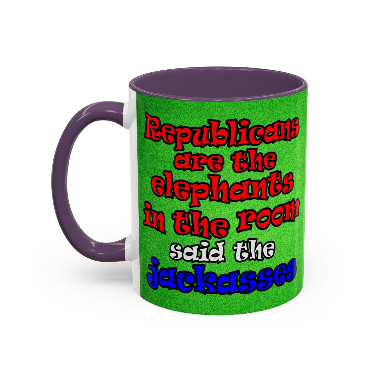 donkeys and elephants - Accent Mug (green turf)