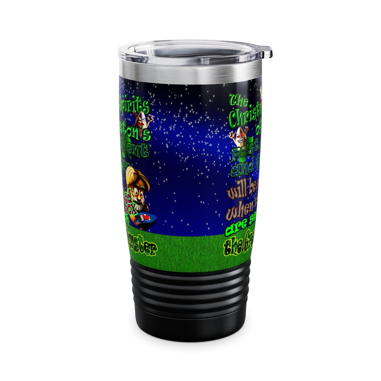 christmas spirits of boston - Ringneck Tumbler, 20oz ('snoops' background)