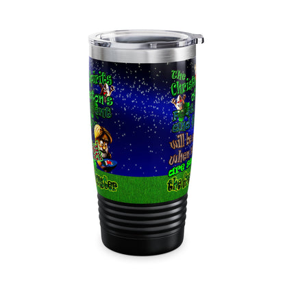 christmas spirits of boston - Ringneck Tumbler, 20oz ('snoops' background)