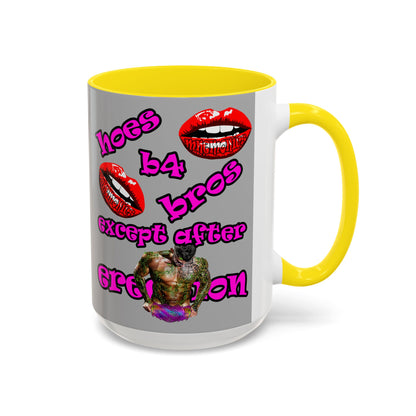 hoes b4 bros - Accent Mug (light grey)