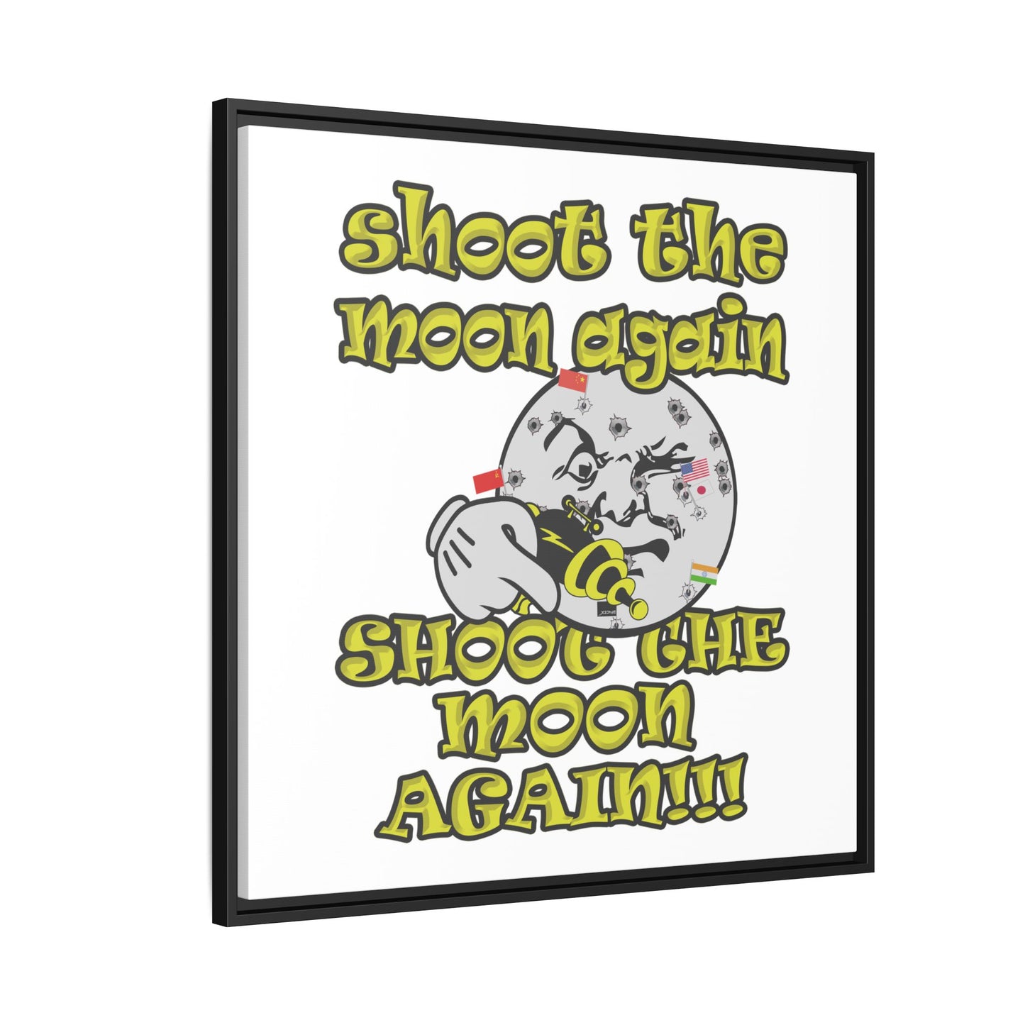 shoot the moon again - framed canvas art (white)