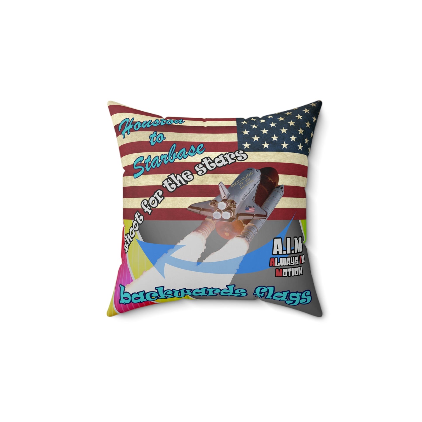 shoot for the stars - Spun Polyester Square Pillow - (rainbow split)