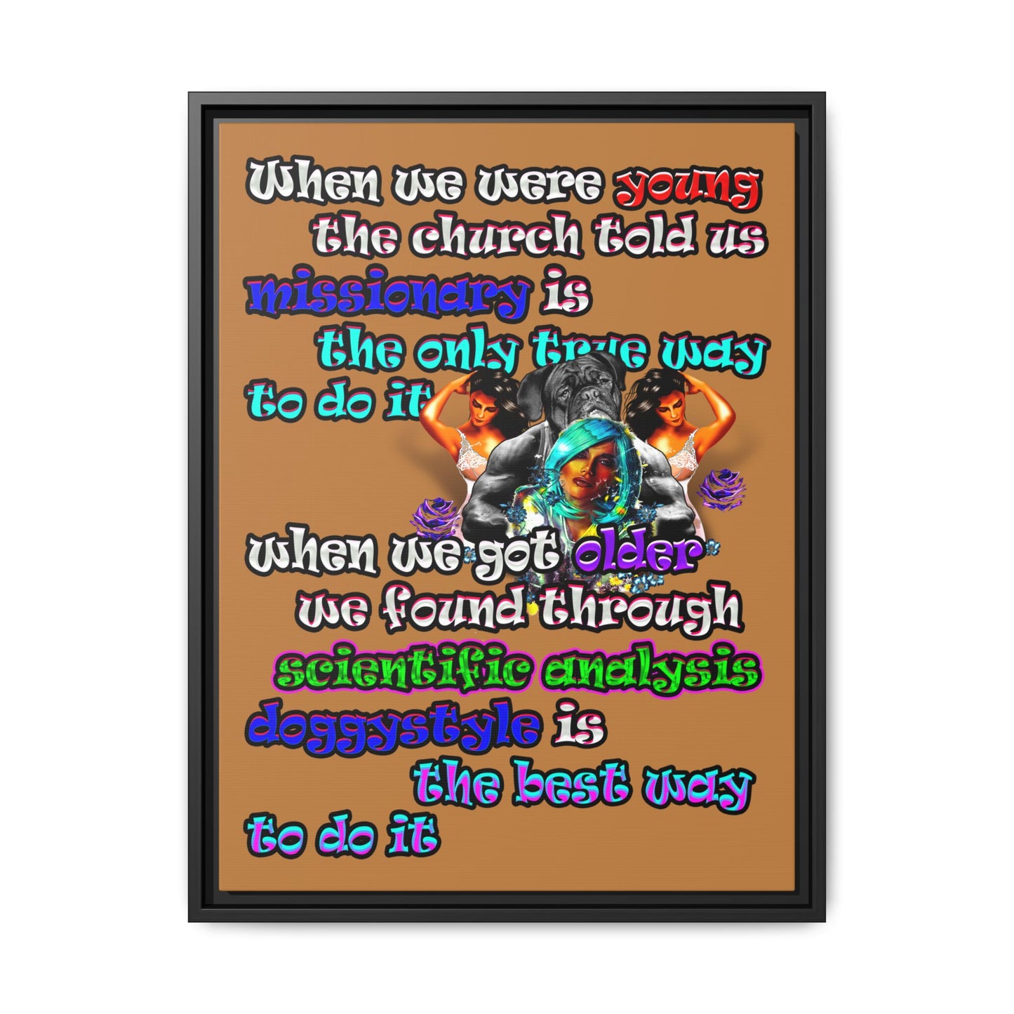 doggystyle - framed canvas art (light brown)