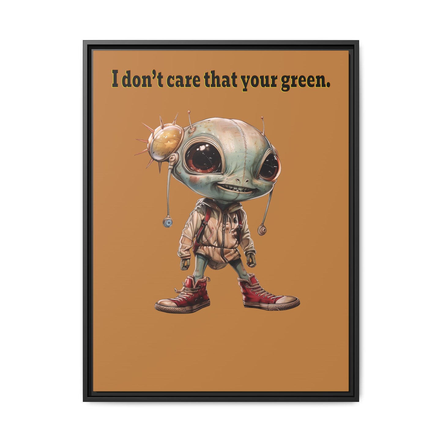 I don't care that your green - framed canvas art (light brown)