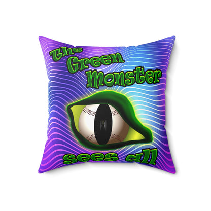 green monster - Spun Polyester Square Pillow - (purple wave)