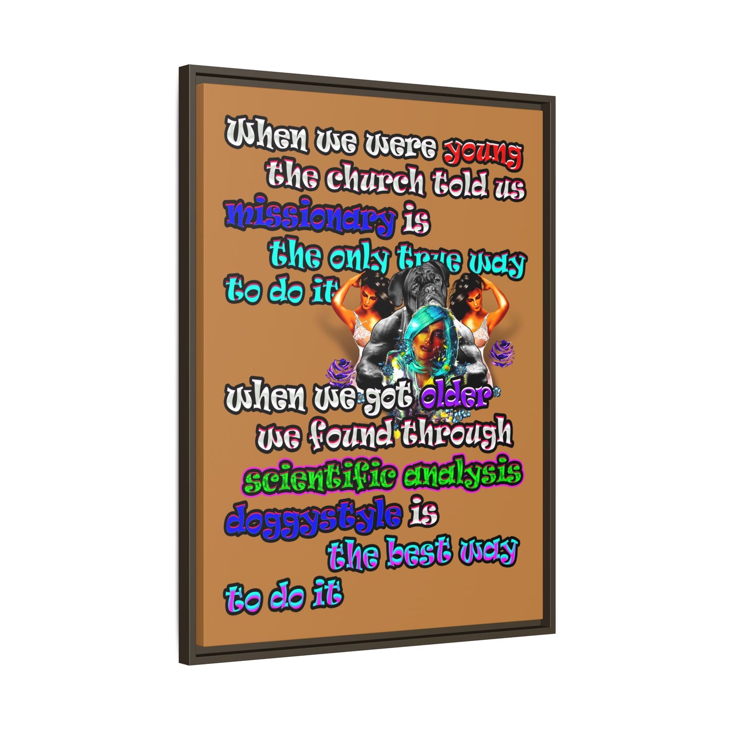 doggystyle - framed canvas art (light brown)