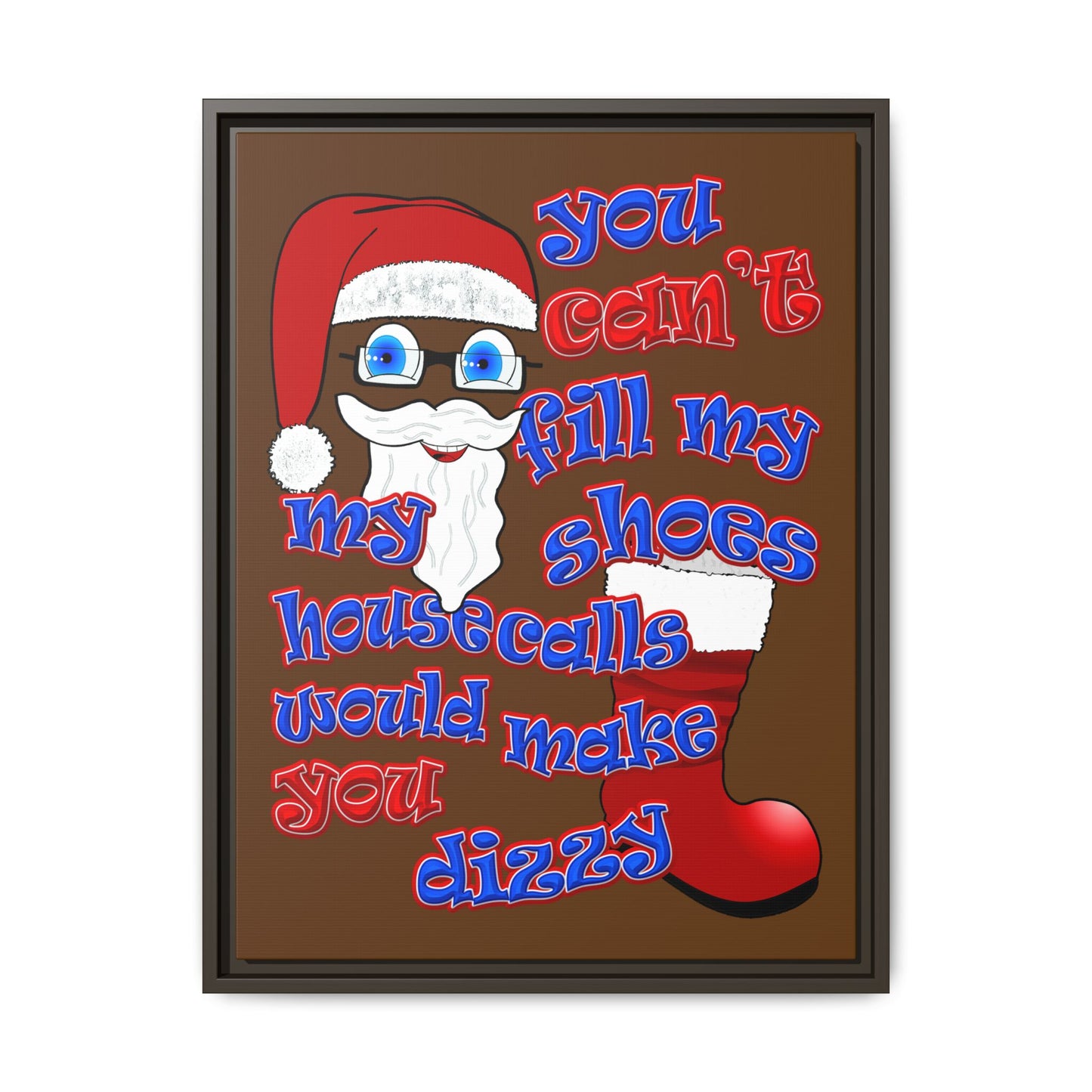 santa's shoes - framed canvas art (brown)