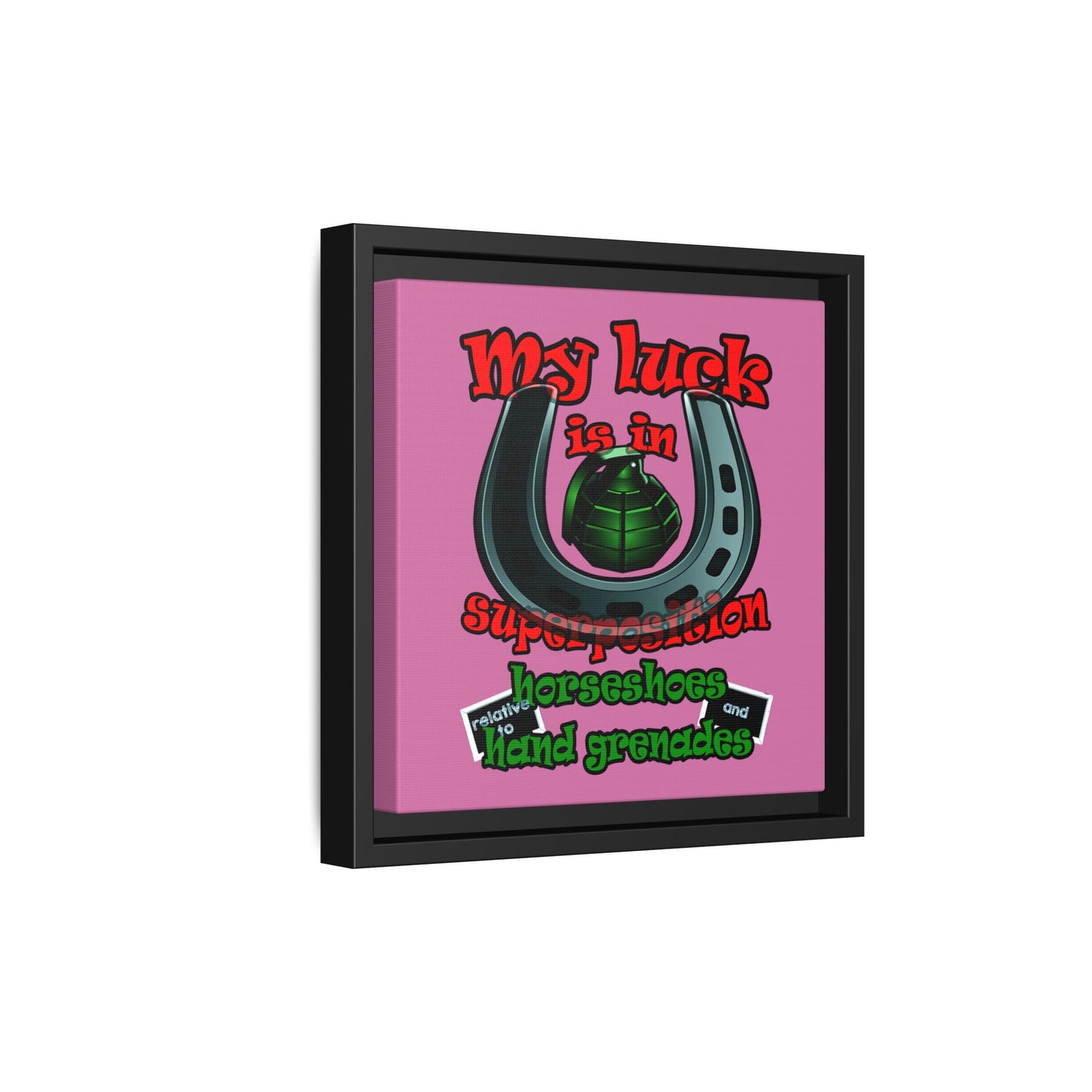 my luck - framed canvas art (light pink)