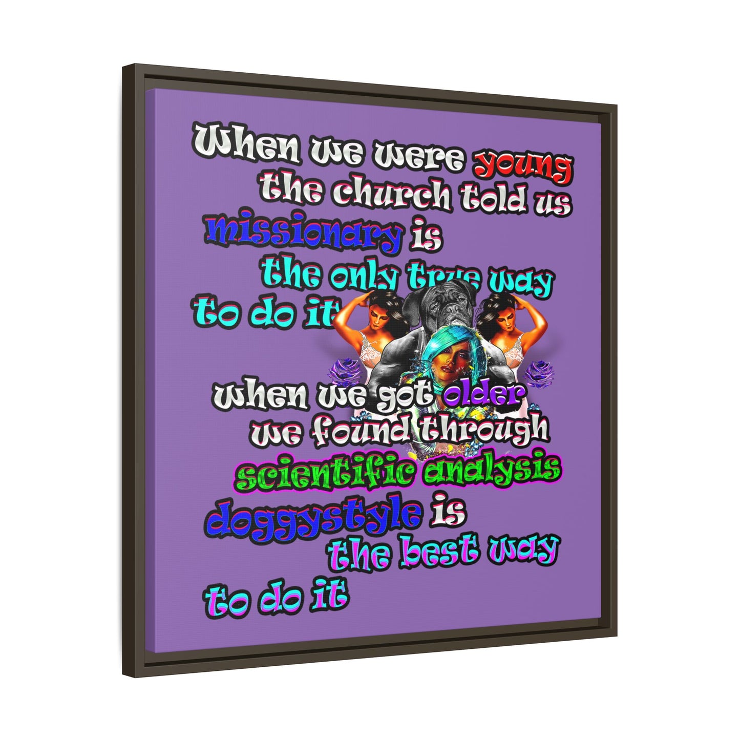 doggystyle - framed canvas art (light purple)