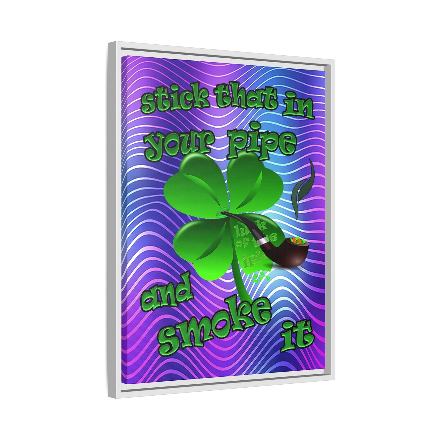 stick that in your pipe and smoke it - framed canvas art (purple wave)