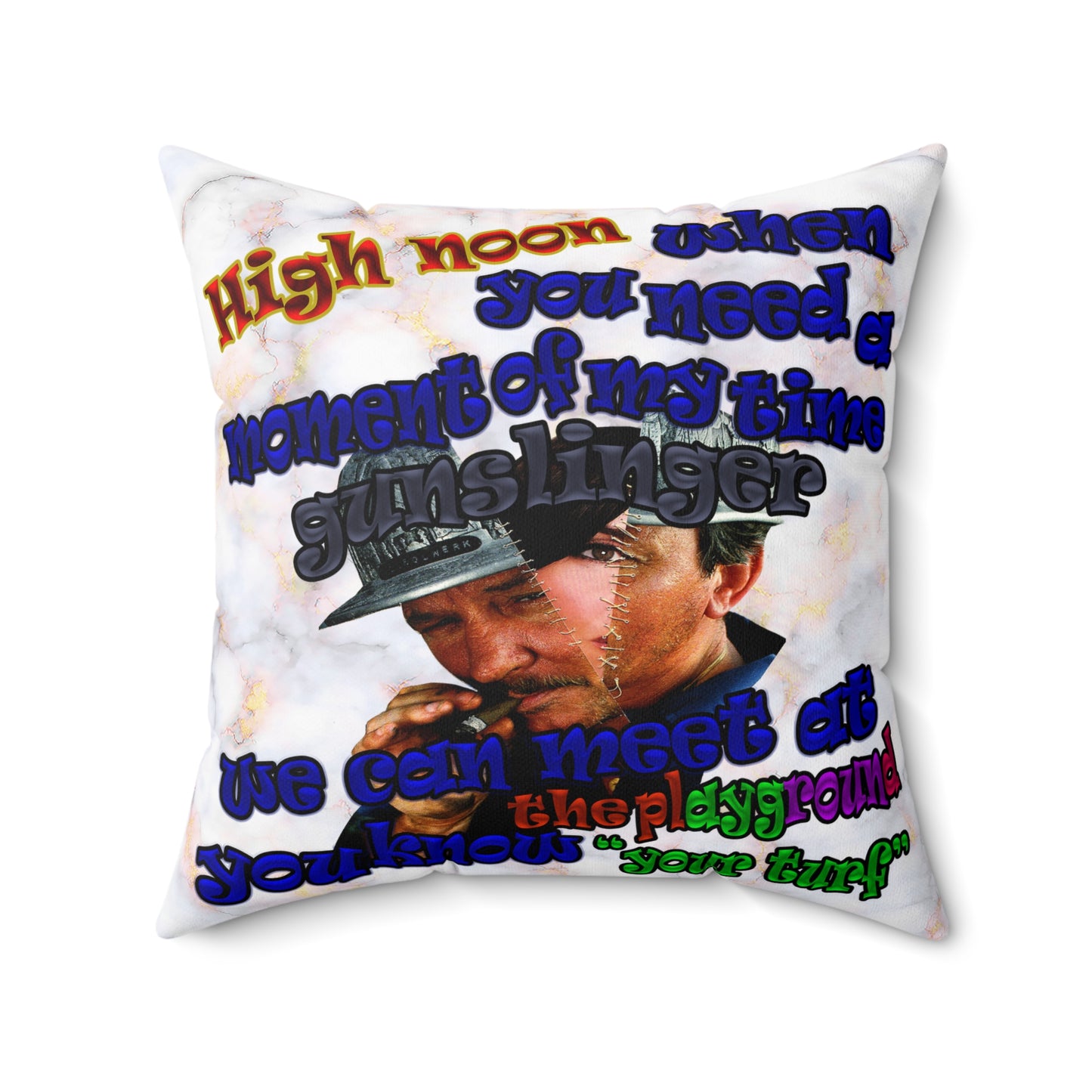 high noon - Spun Polyester Square Pillow - (white marble)