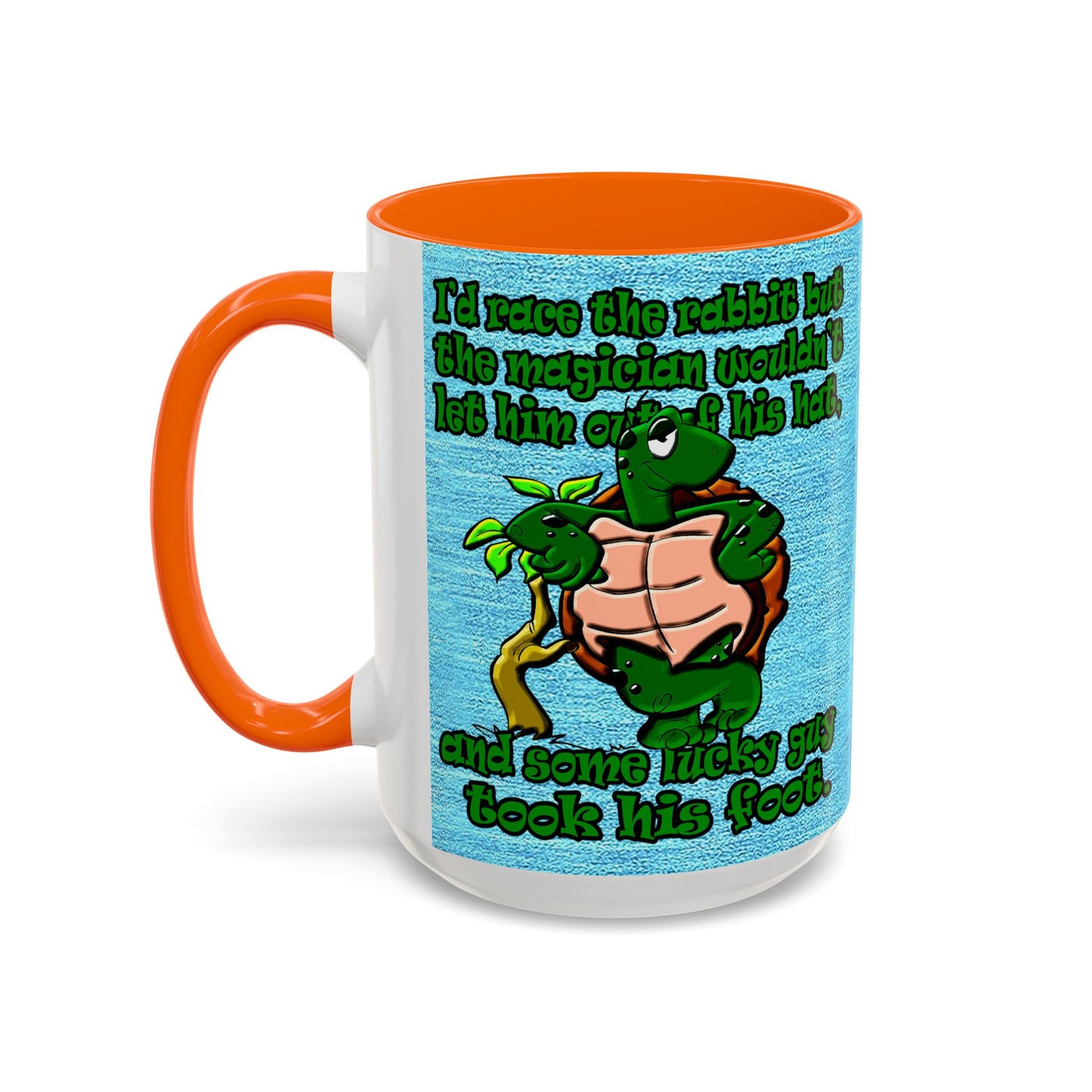 turtle race - Accent Mug (faded dark blue)