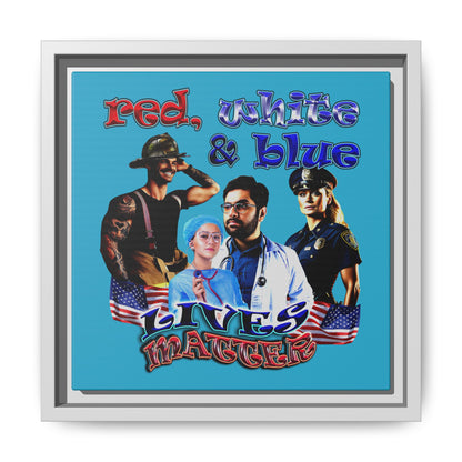 rw&b lives matter - framed canvas art (turquoise)