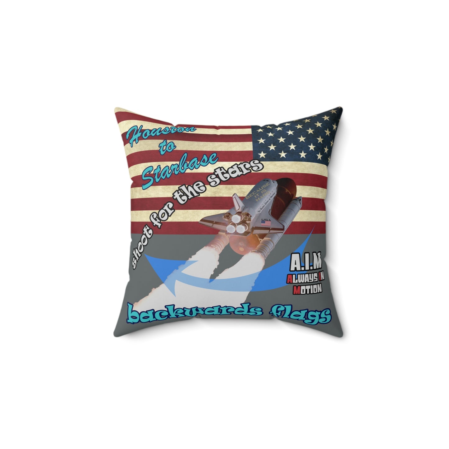shoot for the stars - Spun Polyester Square Pillow - (dark grey)