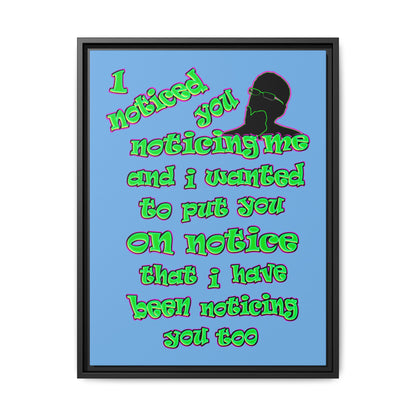 noticed you noticing - framed canvas art (light blue)