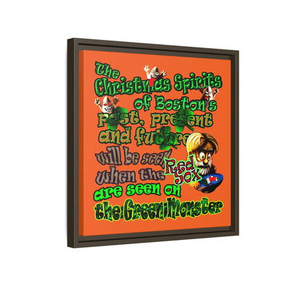 christmas spirits of boston - framed canvas art (orange)