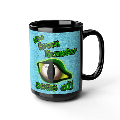green monster - Black Mug (faded blue)