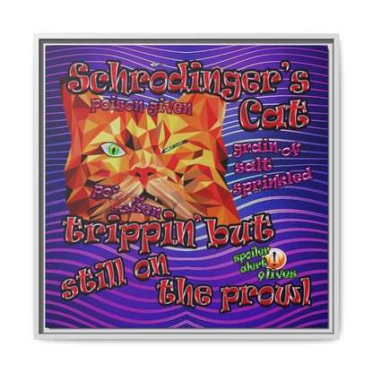 schrodinger's cat - framed canvas art (purple wave)