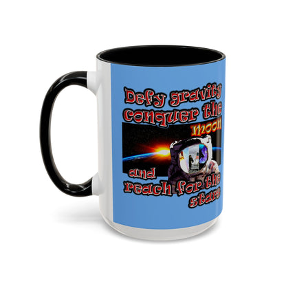 defy conquer reach - Accent Mug (light blue)