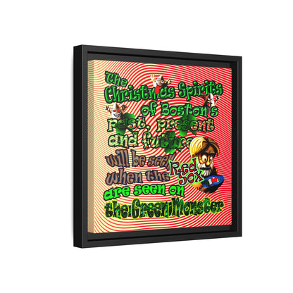 christmas spirits of boston - framed canvas art (yellow-orange wave)