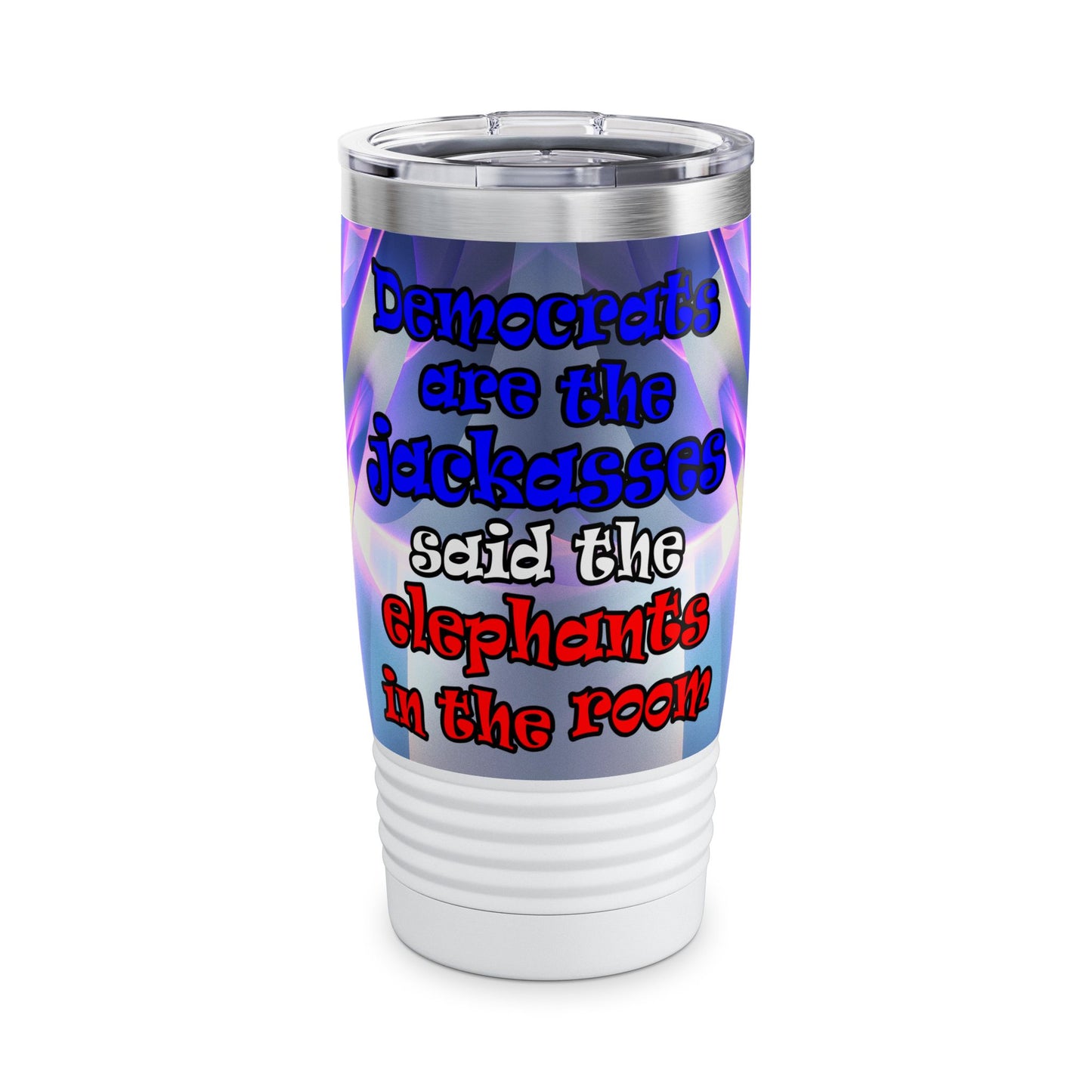 donkeys and elephants - Ringneck Tumbler, 20oz (grey-pink wave)