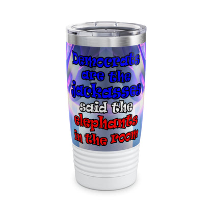 donkeys and elephants - Ringneck Tumbler, 20oz (grey-pink wave)