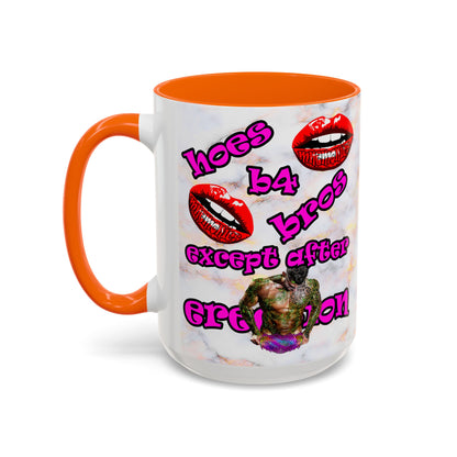 hoes b4 bros - Accent Mug (white marble)
