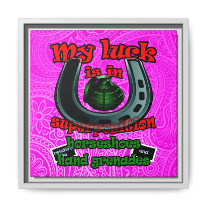 my luck - framed canvas art (pink swirl)