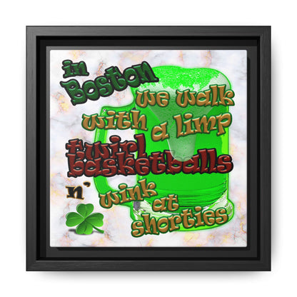 celtics logo - framed canvas art (white marble)