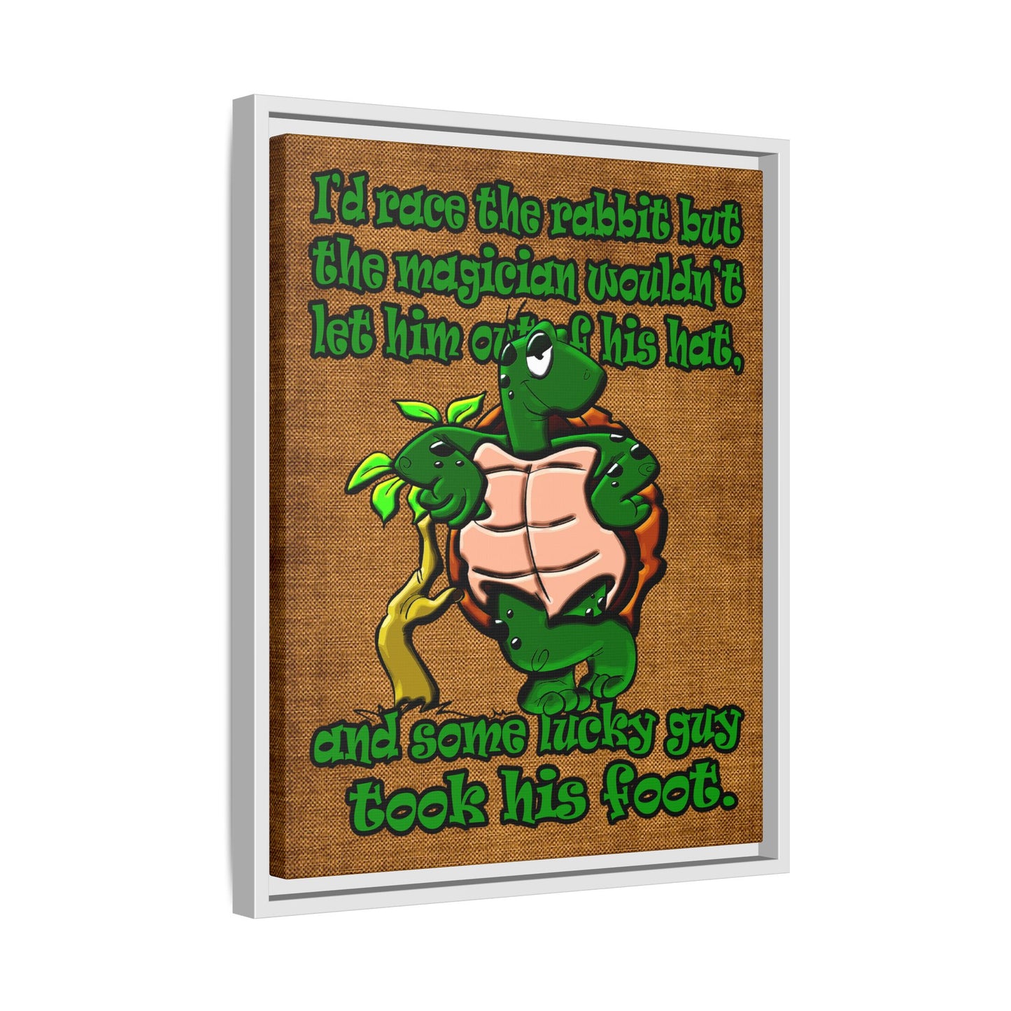 turtle race - framed canvas art (brown papyrus)