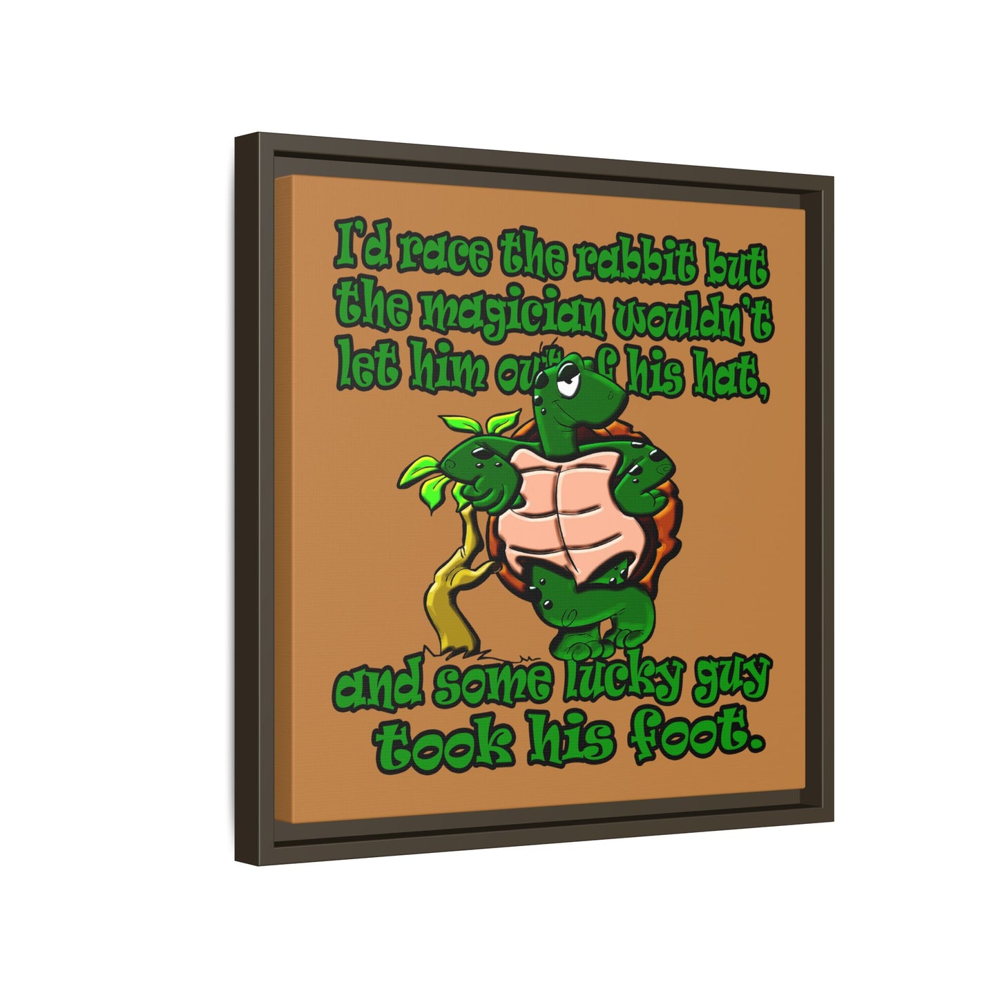 turtle race - framed canvas art (light brown)