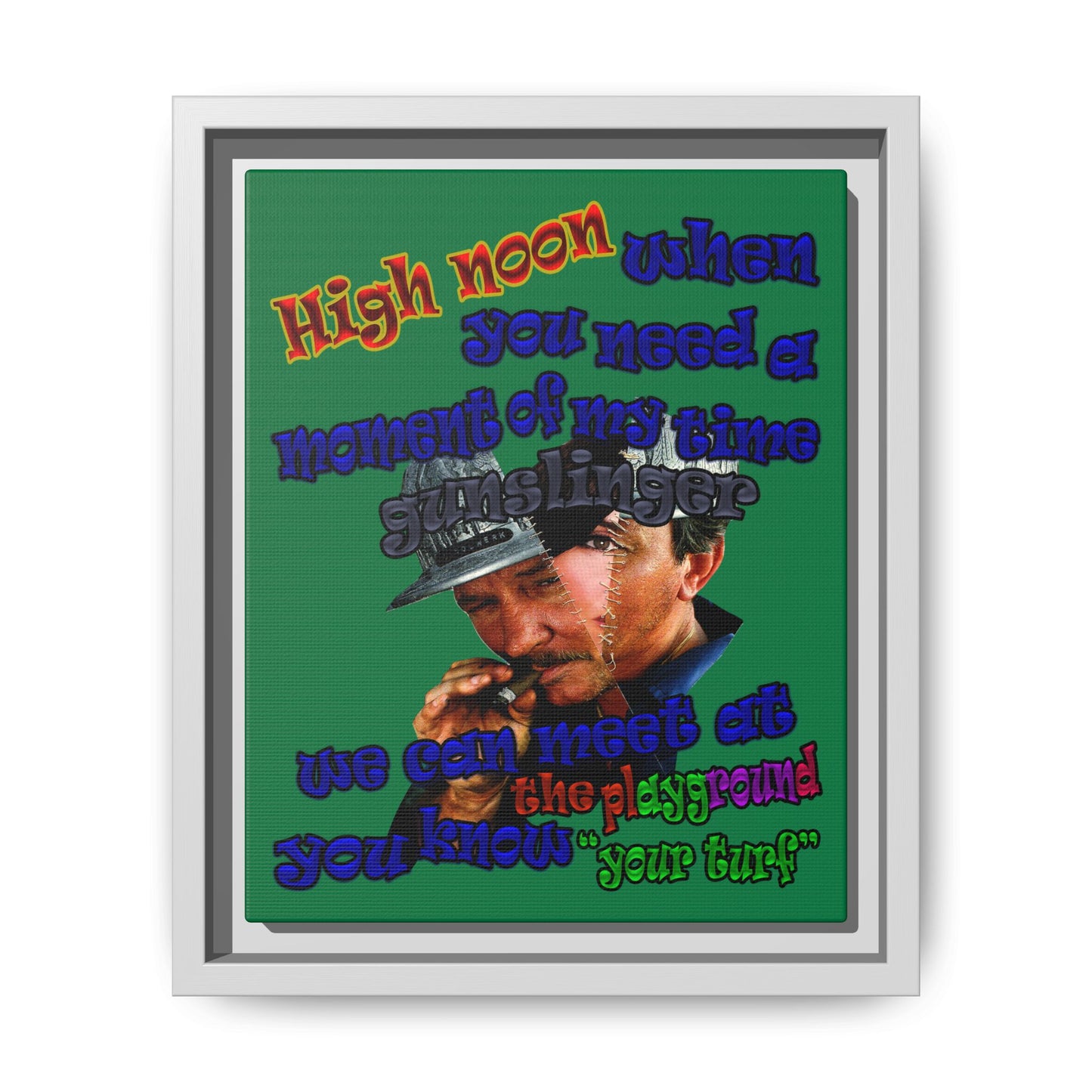 high noon - framed canvas art (dark green)