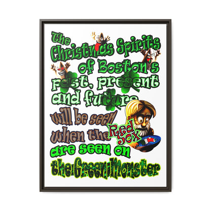 christmas spirits of boston - framed canvas art (white)