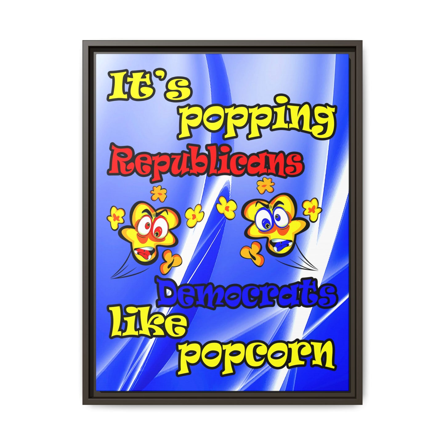 popping like popcorn - framed canvas art (blue-white wave)