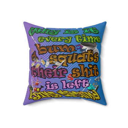 the bum's shit - Faux Suede Square Pillow - (light blue-purple wave)