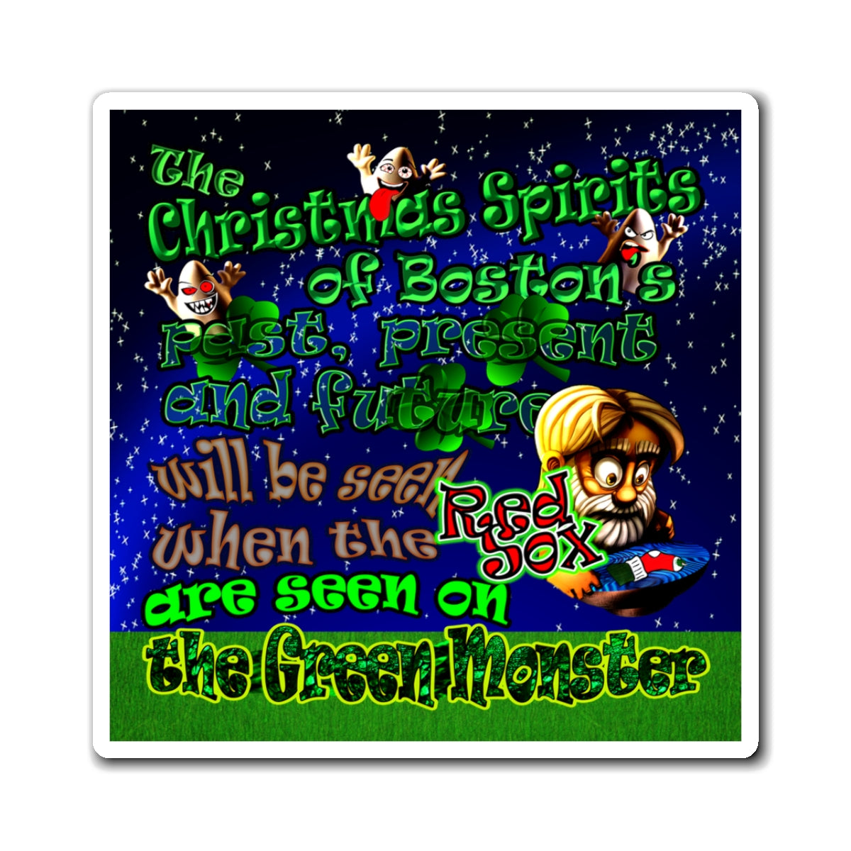 christmas spirits of boston - Magnets - ('snoops' background)