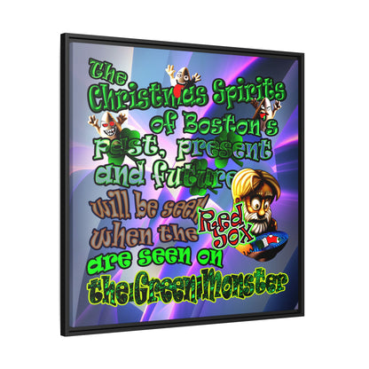 christmas spirits of boston - framed canvas art (grey-pink wave)
