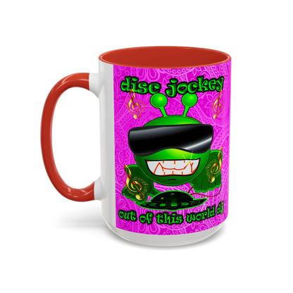 disc jockey - Accent Mug (pink swirl)